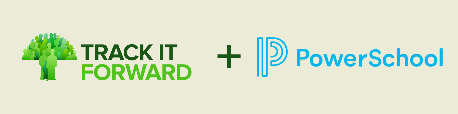 Track it Forward and PowerSchool logos. Simplify student service hours tracking with new PowerSchool integration.